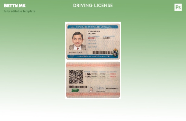 Модерен стил Уругвајски шаблон за возачка дозвола